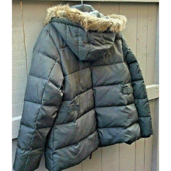 Tommy Hilfiger Winter Womens Hooded Jacket Steel Gray Color With Fur Edging On H - Picture 6 of 7